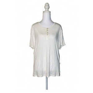 Three Dots Textured Henley Tee XL 🤍 Soft White Top-NWT